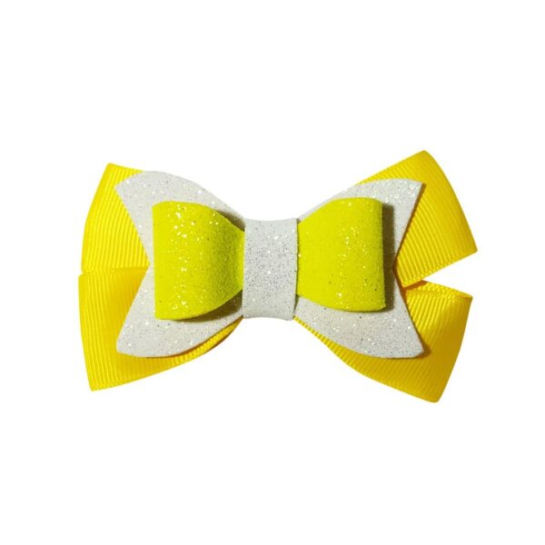 Yellow Ellie bows dog hair clips - Image 1