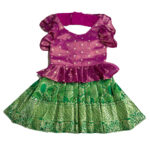 Pattu Traditional Dress- Pink Green - Image 2