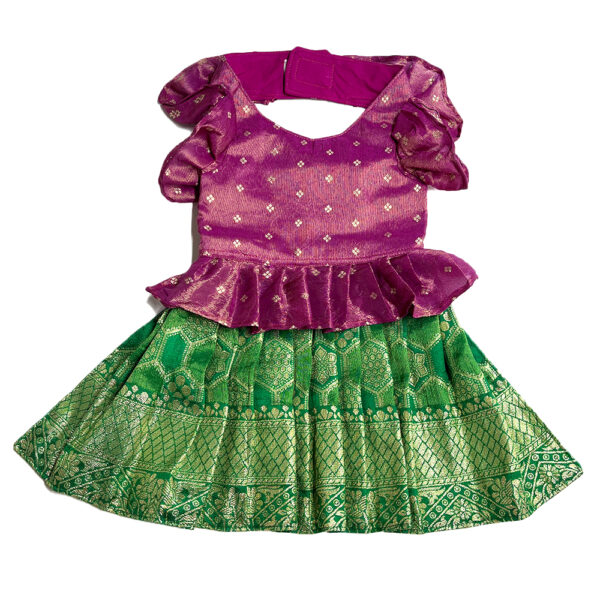 Pattu Traditional Dress- Pink Green - Image 2