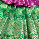 Pattu Traditional Dress- Pink Green - Image 7