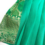 Pattu Traditional Dress- Pink Green - Image 8