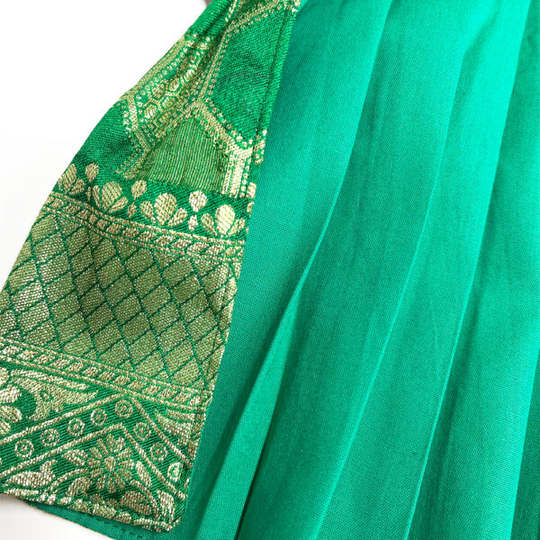 Pattu Traditional Dress- Pink Green - Image 8