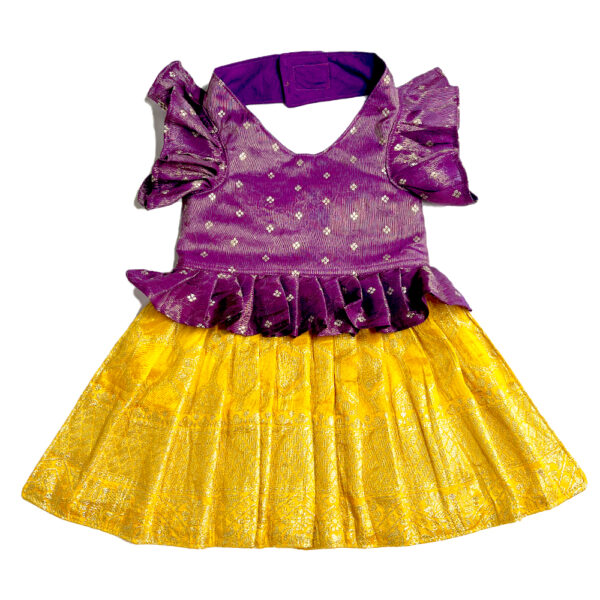 Pattu Traditional Dress- Yellow Violet - Image 2