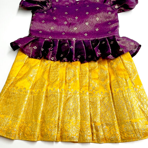 Pattu Traditional Dress- Yellow Violet - Image 4