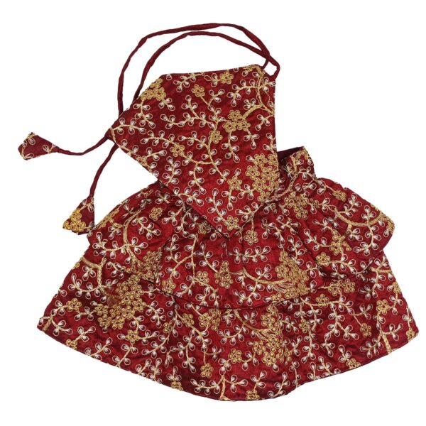 Silk Zari Work Pet Lehenga Choli Maroon - Image 3