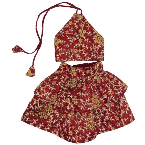 Silk Zari Work Pet Lehenga Choli Maroon - Image 2