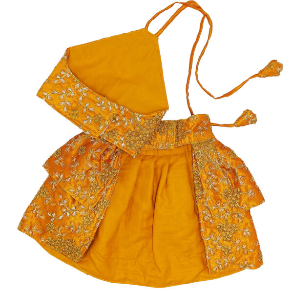 Silk Zari Work Pet Lehenga Choli Yellow - Image 4