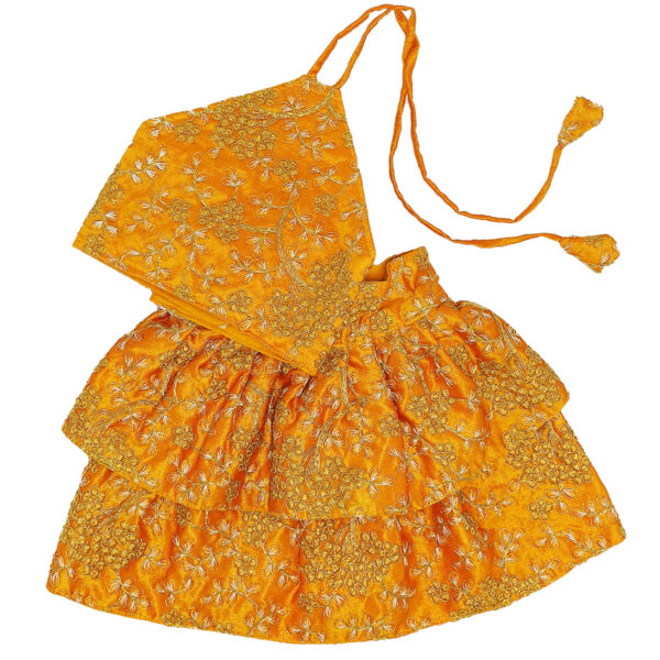 Silk Zari Work Pet Lehenga Choli Yellow - Image 3