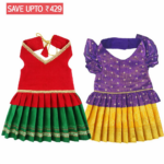 Red Green Parkar polka & Purple yellow Pattu dress- Combo of 2 - Image 2