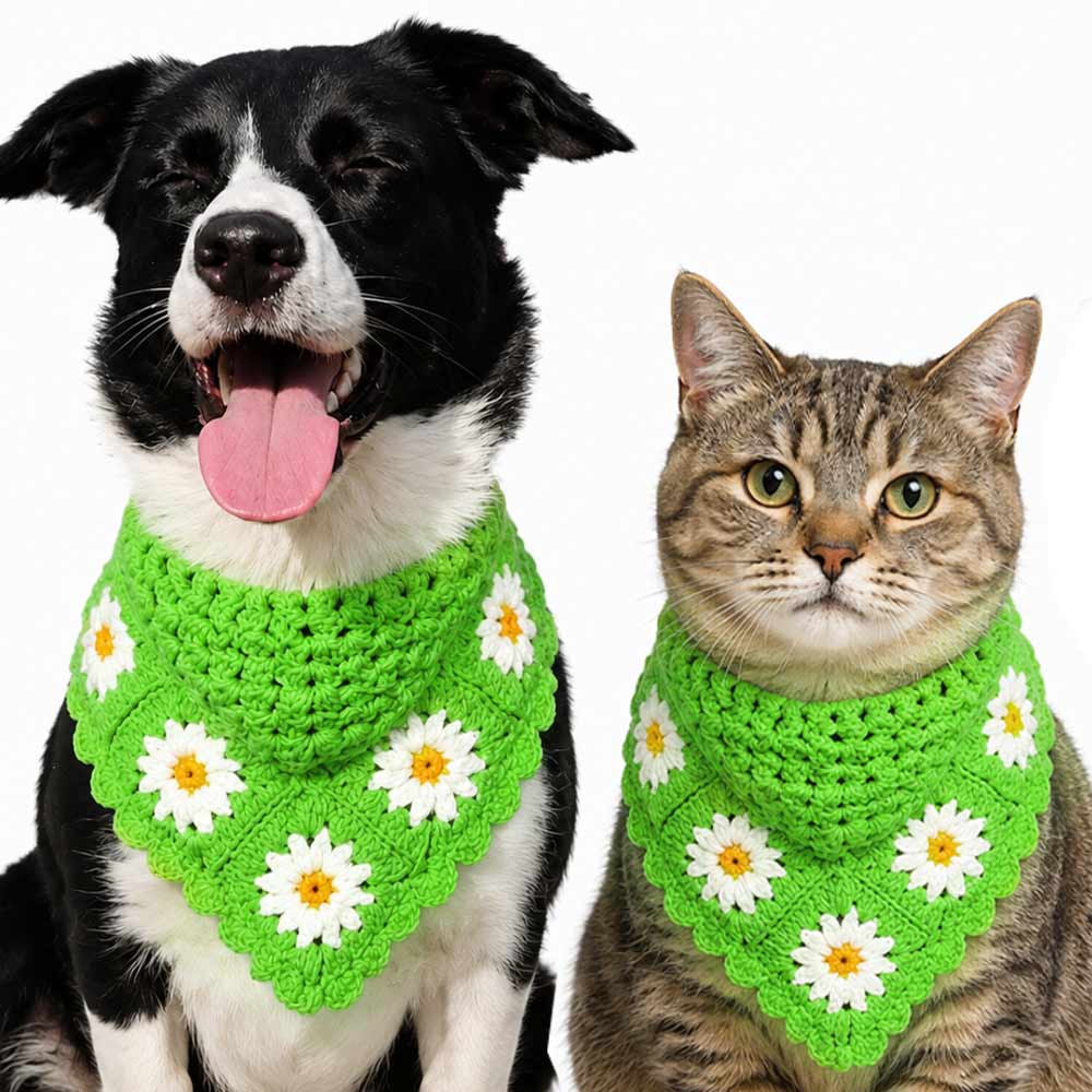 green-flower-crochet-bandana-6 Green Flower crochet bandana - Image 1