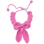 Pink Bow Crochet cat & puppy bandana - Image 2
