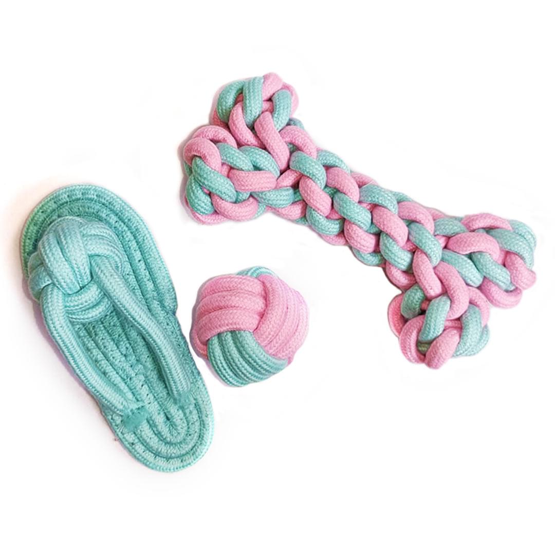 Dog Rope Toy, Slipper and Bone Chew Toy - Image 1