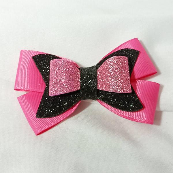 Pink Ellie bows dog hair clips - Image 3