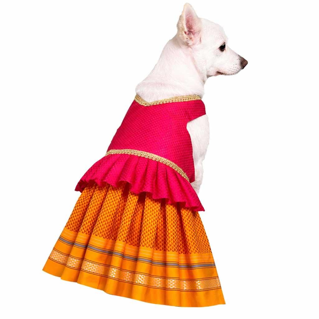 Yellow Pink Parkar Polka & Paithani Purple Dresses- Combo of 2 - Image 2