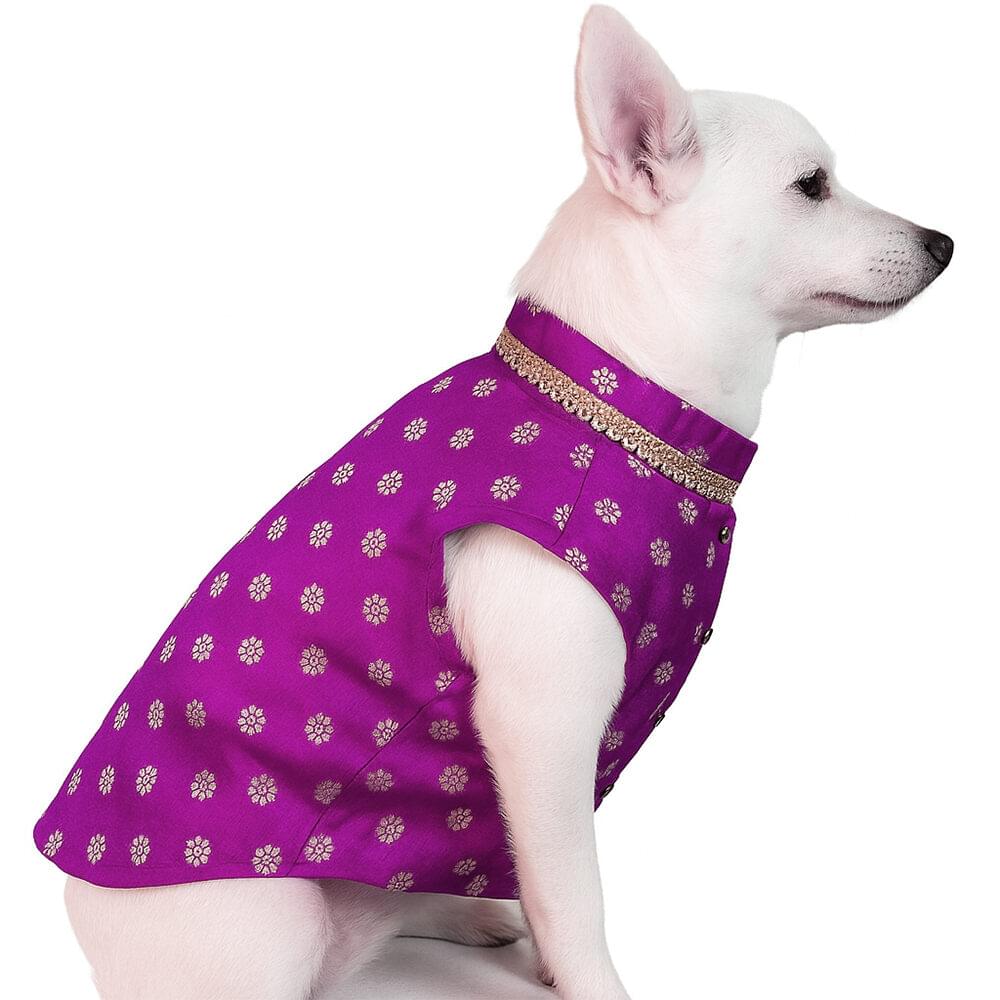 White Gold Kurta & Magenta Silk Kurta- Combo of 2 - Image 3