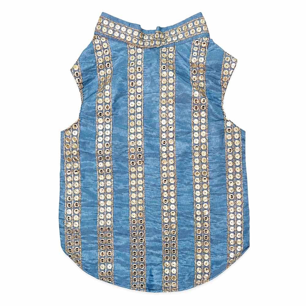 Blue mirror work sherwani - Image 4