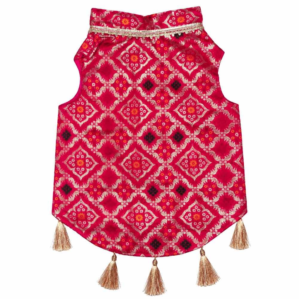Hot Pink Brocade festive dog dress - Image 5