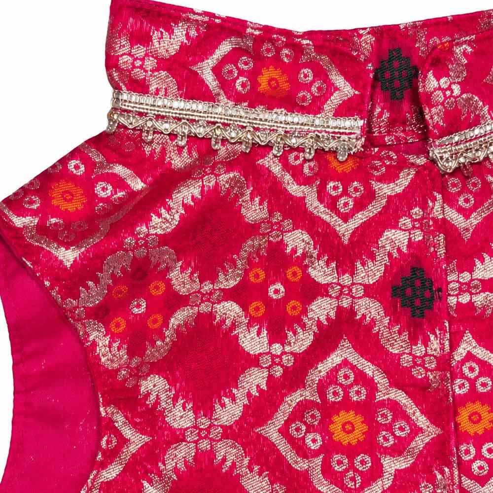 Hot Pink Brocade festive dog dress - Image 3